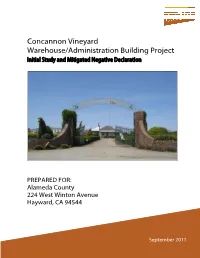 Concannon Vineyard Warehouse/Administration Building Project Initial Study and Mitigated Negative Declaration