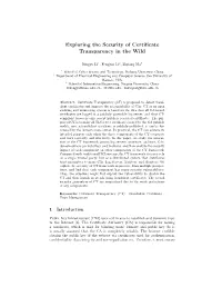 Exploring the Security of Certificate Transparency in the Wild