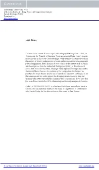 Luigi Nono: a Composer in Context Carola Nielinger-Vakil Frontmatter More Information
