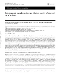Potassium and Phosphorus Have No Effect on Severity of Charcoal Rot of Soybean
