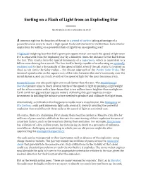 Surfing on a Flash of Light from an Exploding Star ______By Abraham Loeb on December 26, 2019