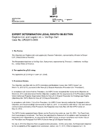 WIPO Domain Name Dispute: Case No. LRO2013-0066
