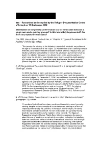 Iran – Researched and Compiled by the Refugee Documentation Centre of Ireland on 11 September 2012