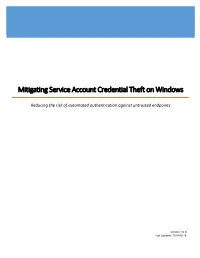 Mitigating Service Account Credential Theft on Windows