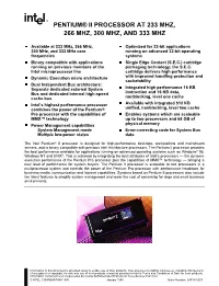 Pentium® Ii Processor at 233 Mhz, 266 Mhz, 300