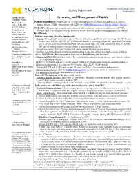 UMHS Guideline Screening and Management of Lipids