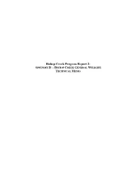 Bishop Creek Progress Report 2: APPENDIX D - BISHOP CREEK GENERAL WILDLIFE TECHNICAL MEMO