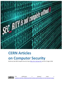 CERN Articles on Computer Security Written by the CERN Computer Security Team (