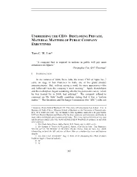 Disclosing Private, Material Matters of Public Company Executives