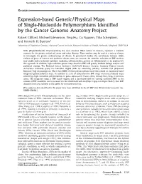 Expression-Based Genetic/Physical Maps of Single-Nucleotide Polymorphisms Identified by the Cancer Genome Anatomy Project