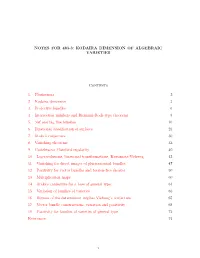 Notes for 483-3: Kodaira Dimension of Algebraic Varieties