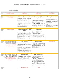 Preliminary Program, AIS 2020: Salamanca, August 25–28Th 2020