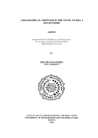 A Biographical Criticism in the Novel to Kill a Mockingbird