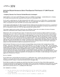 Activision Blizzard Announces Better-Than-Expected Third Quarter CY 2009 Financial Results