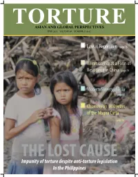 Impunity of Torture Despite Anti-Torture Legislation in the Philippines COLUMN ARROW on the DOORPOST the MURDERER AS HERO