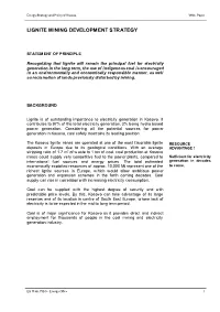 Lignite Mining Development Strategy