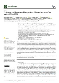Probiotic and Functional Properties of Limosilactobacillus Reuteri INIA P572