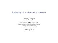 Reliability of Mathematical Inference