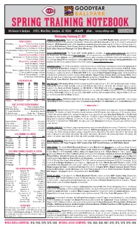 SPRING TRAINING NOTEBOOK 8Th Season in Goodyear