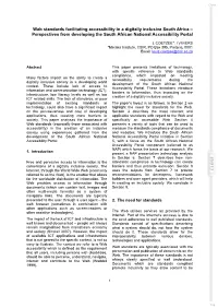 Web Standards Facilitating Accessibility in a Digitally Inclusive South Africa – Perspectives from Developing the South African National Accessibility Portal
