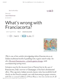 What's Wrong with Franciacorta?