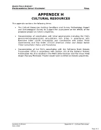 Appendix H Cultural Resources