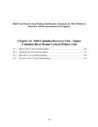 Chapter 10. Mid-Columbia Recovery Unit—Upper Columbia River Basins Critical Habitat Unit