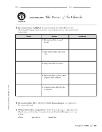 GUIDED READING the Power of the Church Section 4
