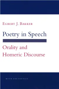 POETRY in SPEECH a Volume in the Series