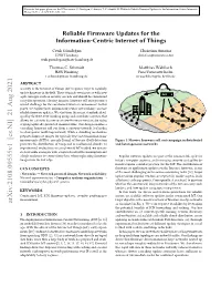 Reliable Firmware Updates for the Information-Centric Internet of Things