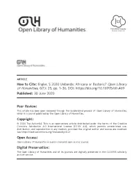 Umbanda: Africana Or Esoteric? Open Library of ­Humanities, 6(1): 25, Pp