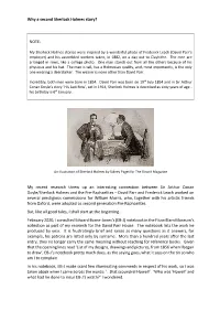 Why a Second Sherlock Holmes Story? NOTE: My Recent Research
