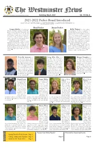 2021-2022 Prefect Board Introduced - - - Times