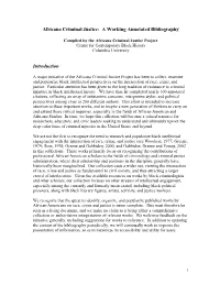 Africana Criminal Justice: a Working Annotated Bibliography