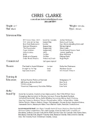 CHRIS CLARKE Comedianchrisclarke@Gmail.Com 203 209 0911