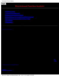 Discriminant Function Analysis