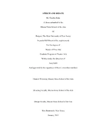 SPEECH and DEBATE by Claudia Zahn a Thesis Submitted To