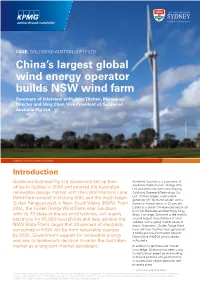 China's Largest Gloabal Wind Energy Operator Builds NSW Wind Farm