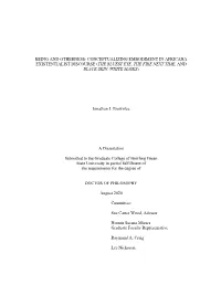 Conceptualizing Embodiment in Africana Existentialist Discourse (The Bluest Eye, the Fire Next Time, and Black Skin, White Masks)