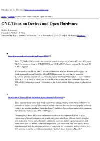 GNU/Linux on Devices and Open Hardware