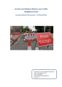 Jericho and Walton Manor Low Traffic Neighbourhood Concept Scheme Assessment - Technical Note