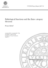 Pathological Functions and the Baire Category Theorem