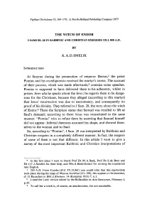 The Witch of Endor I Samuel 28 in Rabbinic and Christian Exegesis Till 800 A.D