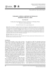 Towards a Spatial Critique of Ideology: Architecture As a Test