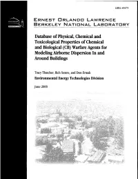 Warfare Agents for Modeling Airborne Dispersion in and Around Buildings