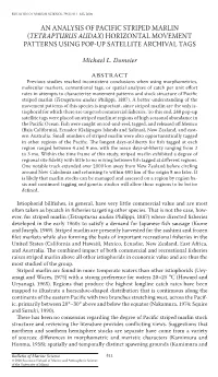 An Analysis of Pacific Striped Marlin (Tetrapturus Audax) Horizontal Movement Patterns Using Pop-Up Satellite Archival Tags