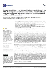 Comparative Efficacy and Safety of Lorlatinib and Alectinib for ALK