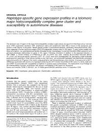 Haplotype-Specific Gene Expression Profiles in a Telomeric Major Histocompatibility Complex Gene Cluster and Susceptibility to Autoimmune Diseases
