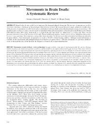Movements in Brain Death: a Systematic Review Gustavo Saposnik, Vincenzo S