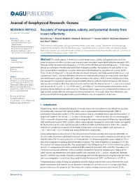 Recovery of Temperature, Salinity, and Potential Density from Ocean